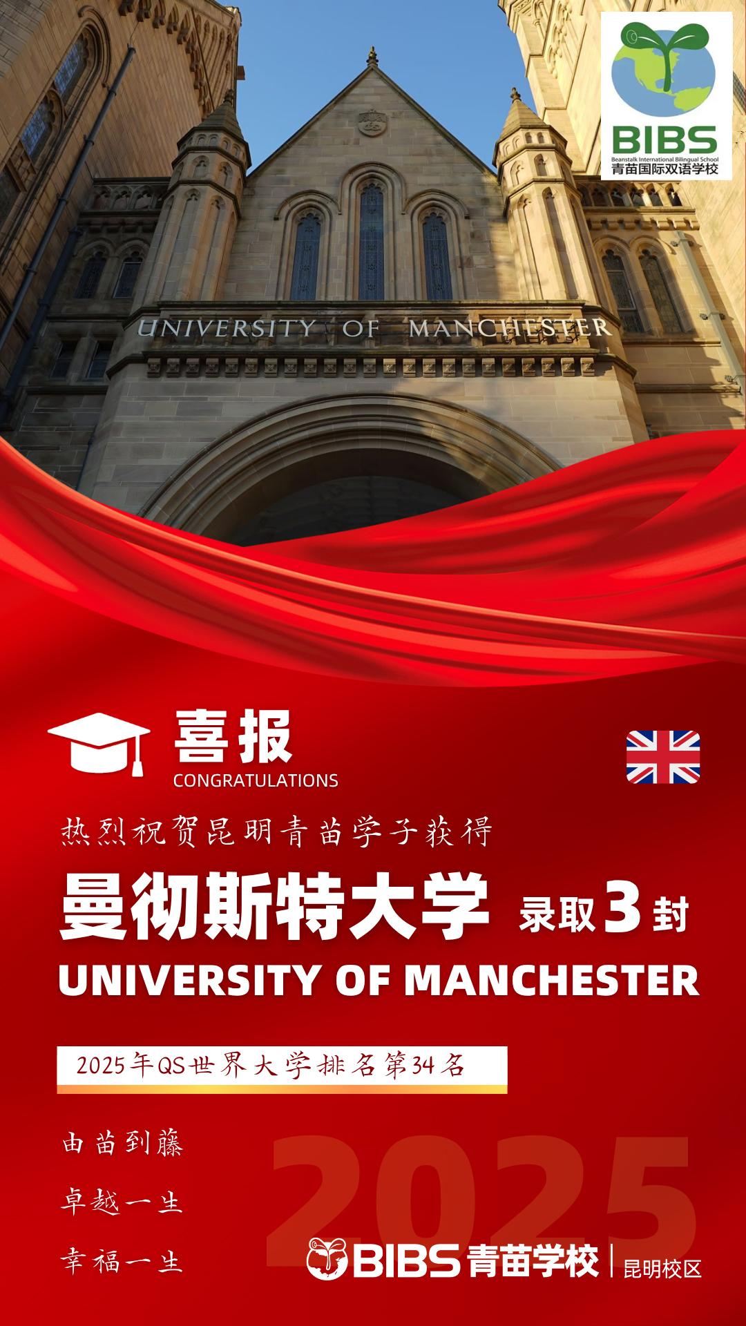 青苗学校昆明校区录取捷报，三度斩获全英Top 6名校通行证!